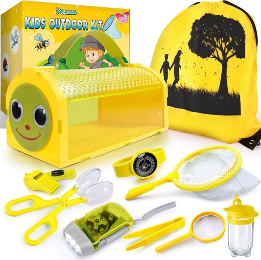 Bug Catcher Kit & Outdoor Explorer Kit for Kids, 10 Pcs Bug Catching Kit | with Toy Cage, Backpack, Flashlight, Outdoor Exploration Toys Gift for Boys Girls 3-12