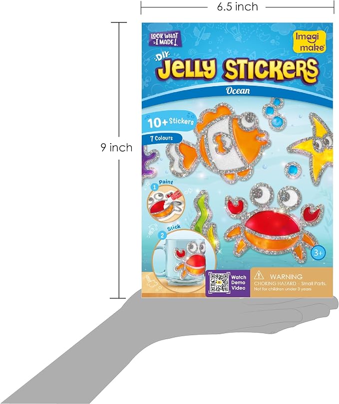 Imagimake DIY Jelly Stickers - Ocean, 10 Stickers, Low-Mess Art Kit | Paint, Peel & Stick Painting Activity, Ocean Crafts for Kids, Birthday Gift for Boys & Girls Ages 3,4,5,6,7 Years Old