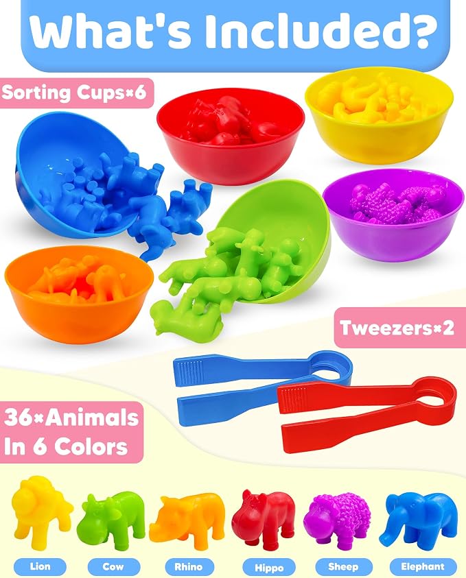 Counting Animals Montessori Toys for 3 4 5 Years Old, Learning Toys Gifts | Sensory Toy for Kids with Autism, Counting Bears, Preschool Sensory Bin Filler, Educational Toy for 3 Year Old, Toddler Gifts