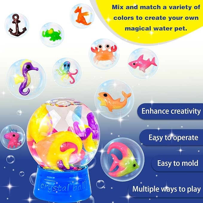 NiuSphere Magic Water Elf Toy Kit - Aqua Gel Water Pets, 18 Gels & 16 Molds, DIY Squishy Maker Kit, Craft Art for Kids, Make Your Own Squishies Sensory Toys, 4 5 6 7 8 9 10 Year Old Boy Girl Gifts