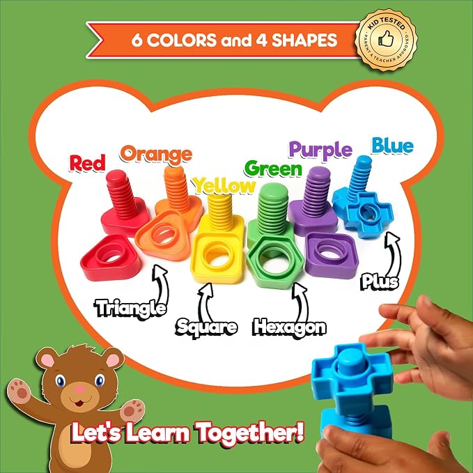 Twist & Turn Nuts n Bolts - Sort, Count, Match & Play with 12pc + eBook