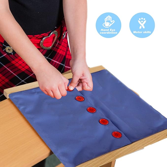 Buttoning Frame with Large Buttons | Practical Life Material for Toddlers & Preschoolers | Learn to Button Clothes, Develop Fine Motor Skills & Independence (Ages 3-6)