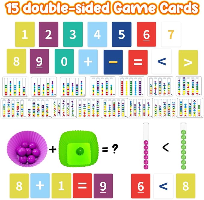 Counting and Color Sorting Kit Toy, for Kids 3 4 5 6 7 8 Year Old | Preschool Kindergarten Learning Activities, Math Manipulatives Supplies Matching Games, Educational Montessori Toys