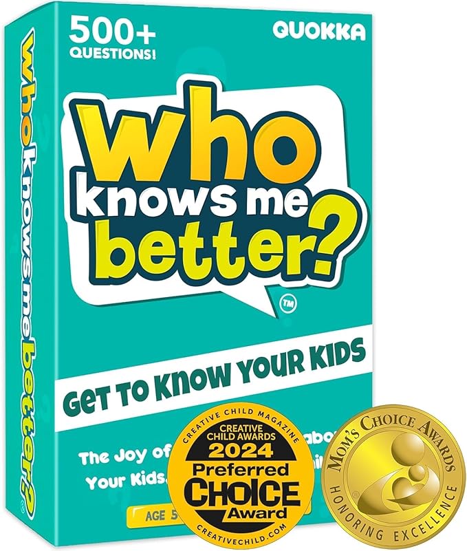 Card Games for Kids 8-12 - Board Family Games for Kids and Adults | Games for Kids 6-8 for Family Game Night - Activities for Travel, Car, Road Trip - Who Knows Me Better 500+ Questions Ages 5+