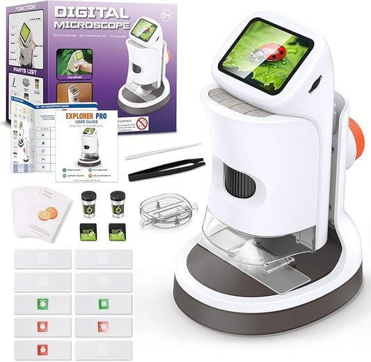 Kids Digital Microscope 1000X 1080P with Screen | Handheld Pocket Microscope for Kids 5-12, Portable Rechargeable STEM Science Kit, Educational Toy Gift for Boys & Girls (2026 New)