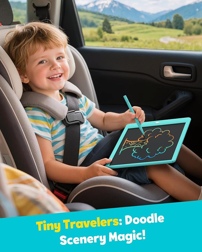 LCD Writing Tablet for Kids, 10-inch Coloring Drawing Pad, Mess Free Doodle Board, Airplane Travel Toys for Boys and Toddlers, Gifts for 3 4 5 6 7 8 Year Old Girls(Green)