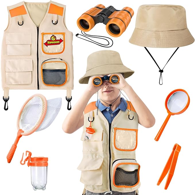 YOPINSAND Kids Explorer Kit & Bug Catcher Kit, Kids Outdoor Exploration Set | Camping Gear with Vest & Hat, Ideal Outdoor Camping Adventure Toys for Ages 3 4 5 6 7 8 Boys Girls
