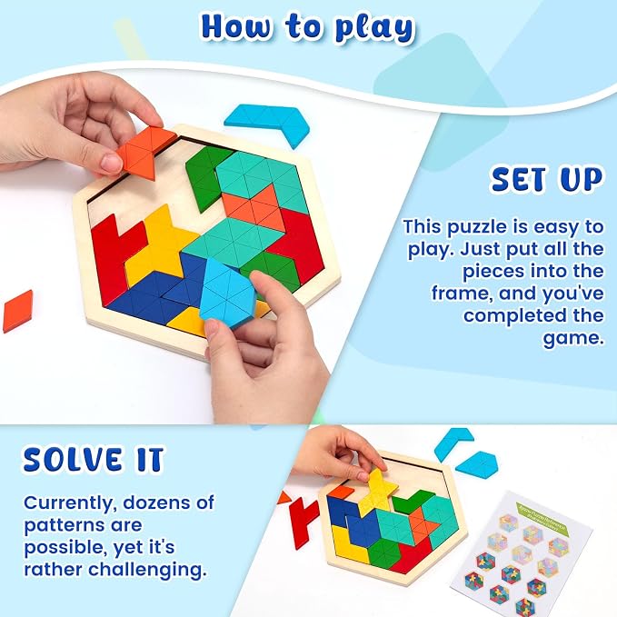3 Otters Wooden Puzzle, with Guide Book | Educational Brain Teaser Game, Montessori Learning, Fine Motor Skills, Hand-eye Coordination