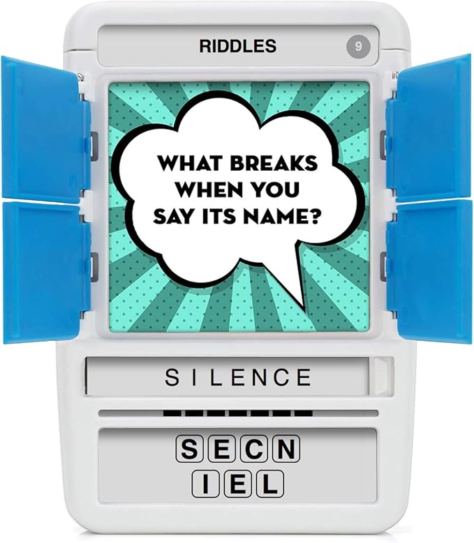 Riddles Travel Game - Guess 100 Riddles | Flash Cards with Slide Reveal Case | Card Game, Gift, Stocking Stuffer | Fun for Kids and Adults | Ages 6+