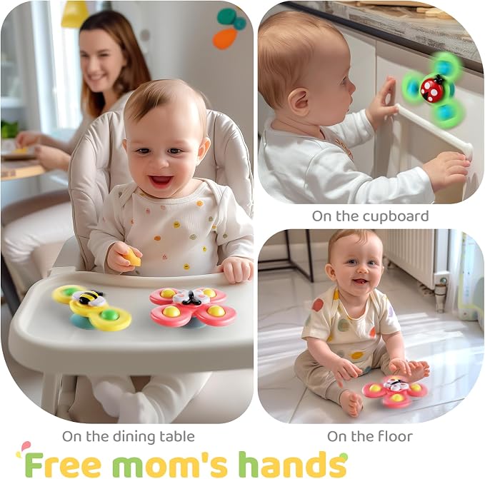 Suction Cup Spinner Airplane Travel Toys for 1 Year Old Boy Girl | Spinning Top 12 18 Months,1 2 Year Old Boy Birthday Gift,Baby Bath Toy for Kids Ages 1-3,Sensory Toy for Infant Toddlers
