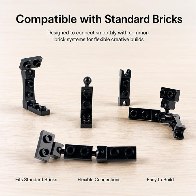 Ball Joints Socket Plate Connector - 250pcs Building Block Bulk Parts and Pieces, Pins Towball Bricks Accessories Sets Black