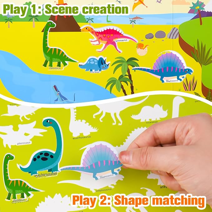 ASTARON 3 Pack Reusable Sticker Books for Toddlers,Educational Sensory Toy | Reusable Sticker,Waterproof Jelly Stickers, Portable Travel Toys,Educational Sensory Learning Toy,Gift for Boy Girl