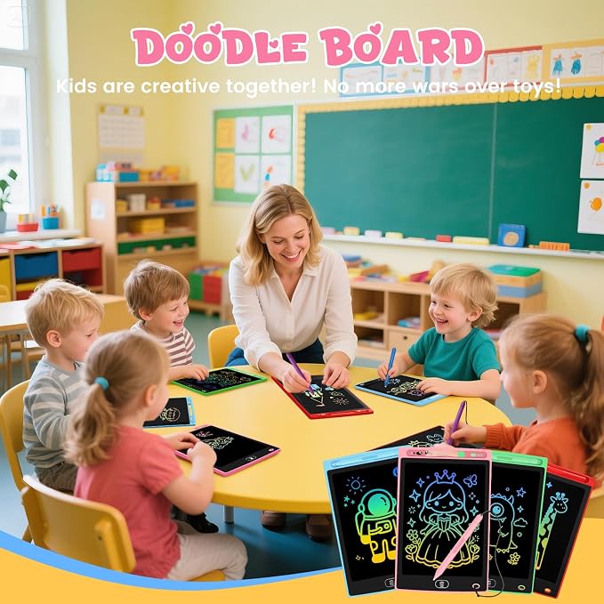 4 Pack LCD Writing Tablet for Kids, Erasable and Reusable Toddler Doodle Board in 8.5 inch, Ideal Educational Drawing Pad for Learning Toy for Ages 3-8 Gifts for Girls Boys