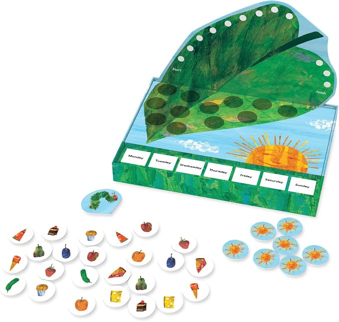 World of Eric Carle , The Very Hungry Caterpillar Snack Match Game – Cooperative Memory Board Game for Kids  Ages 4+, 2‑6 Players, 3‑D Leaf Board & 31 Tokens Included