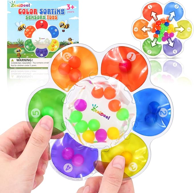 Color Sorting Sensory Toys for Kids, Airplane Travel Toy for Toddler | Squishy Squeeze Toy Quiet Fidgets for Classroom, Autism Montessori Toy Preschool Learning Activities, Gifts for Kids Ages 3+