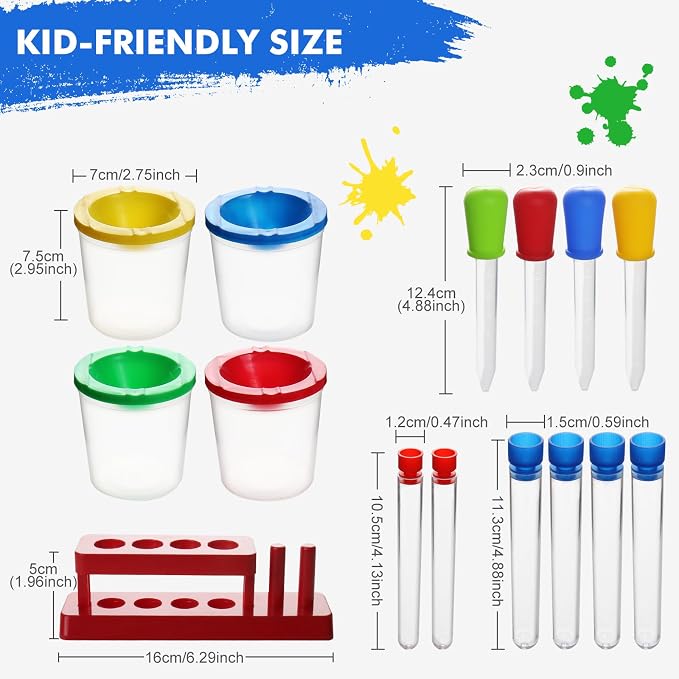 Color Science Test Tubes Droppers for Kids Liquids Pipettes Dropper | Droppers for Liquids Pipettes for Kids Plastic Pipettes Test Tubes with Caps Science Kits Science Experiments for Kids 4-6