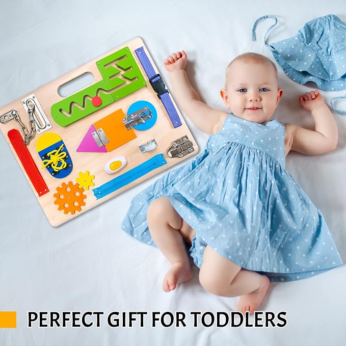 Montessori Busy Board for Toddlers, Wooden Sensory Toys, Preschool Learning Activities for Fine Motor Skills Travel Toy, Basic Life Skills Educational Gifts for 1 2 3 Years Old Kids Boys Girls | Preschool Learning Activities, Basic Life Skills, Fine Mo...