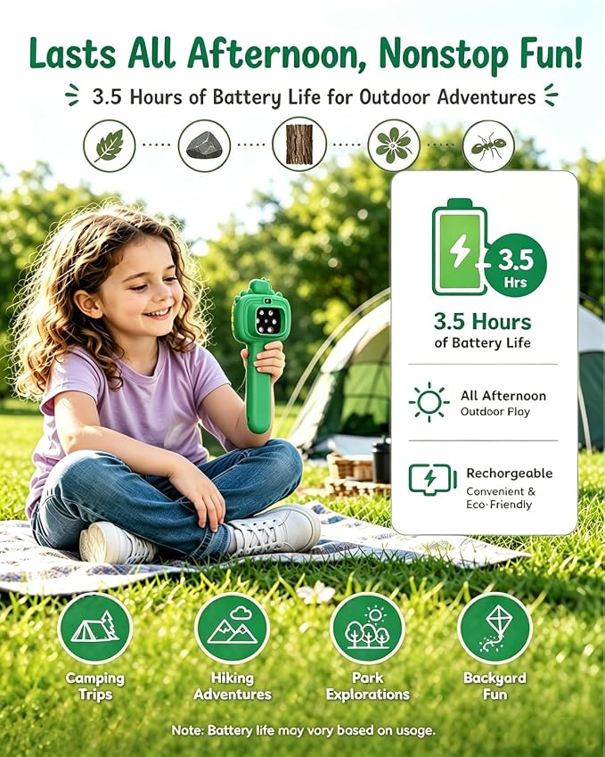 Outdoor Portable Kids Microscope: Handheld Microscope Auto Focus | Pocket 1000x Hand Held Microscope, Magnifying Camera for Travel, 3.5H Rechargeable Battery 6 LEDs, Anytime Exploration