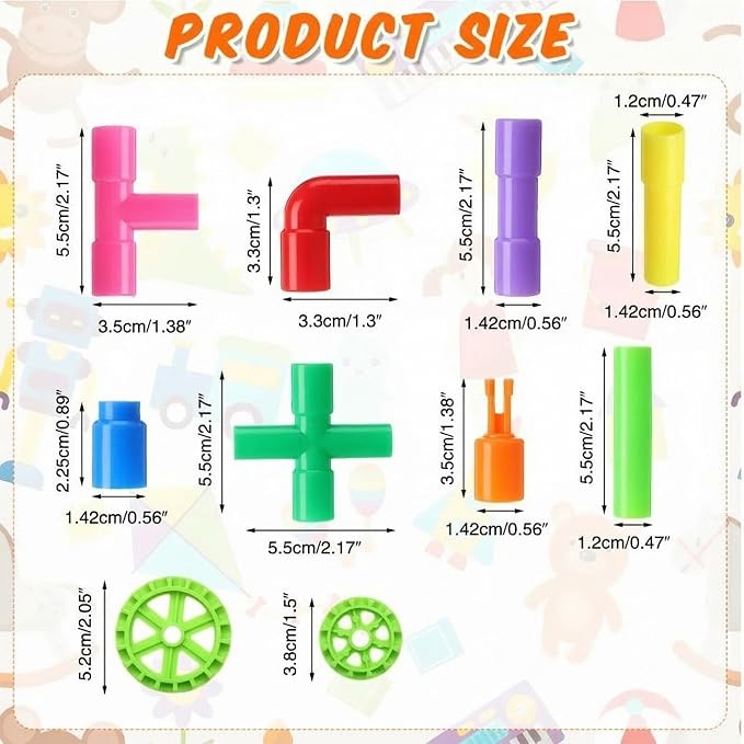 Libima 460 Pcs Tubular Pipes Building Blocks for Kids Over 6 Years Old Stem Building Toy Colorful Tube Pipe Toy Construction Set for Toddlers Educational Preschool Learning