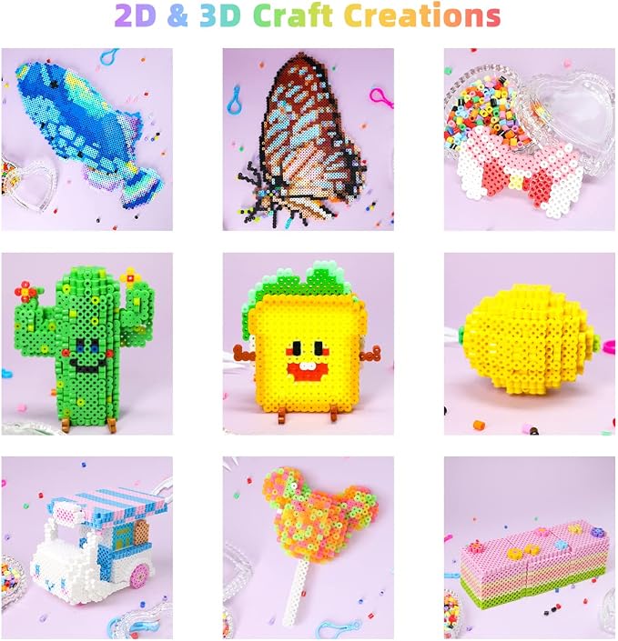 Meland Fuse Beads Kit, 5MM 11,000 Beads in 36 Colors, Crafts for Ages 5-12 | Includes 5mm beads, 5 pegboards, ironing paper and chain accessories for creative crafts, keychains and colorful designs