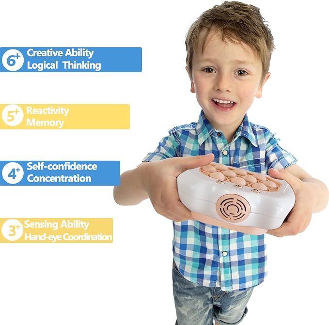 Intoypad Handheld Speed Push Pop Game Fun Sensory Fidget Toy for Kids White | A Fun Multiplayer Game Sensory Fidget ADHD Toys Birthday Gifts for 6 7 8 9 10 11 12 Years Old Kids Road Trip Travel Car Games