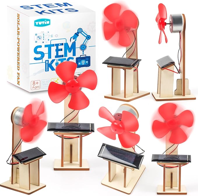 6 Set Solar Fan STEM Kits for Kids Ages 6-12, Science Kits for Classroom | Bulk STEM Toys Gifts for Ages 8-13 Year Old Boys Girls Crafts Activities, Science Experiment Circuit Projects Solar Power Kit