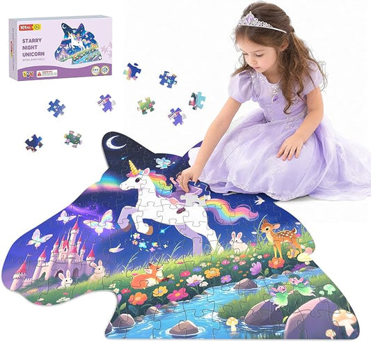 100 Piece Puzzles for Kids Ages 4-6 6-8, Educational Puzzles for Boys Girls | Unicorn Animal Jigsaw Puzzles for Kids, Floor Puzzles for Preschool Learning, 17"×20" Puzzles Toys For Child Birthday Gifts