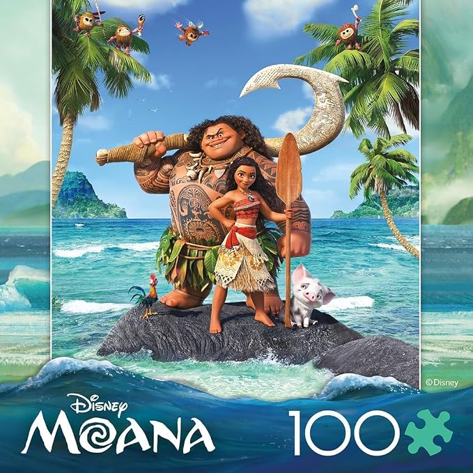 Ceaco - Disney Moana - 100 Piece Jigsaw Puzzle for Kids Ages 6-8 | Officially Licensed, Made in USA, Recycled Puzzle Board, Finished Size 11 x 15 in