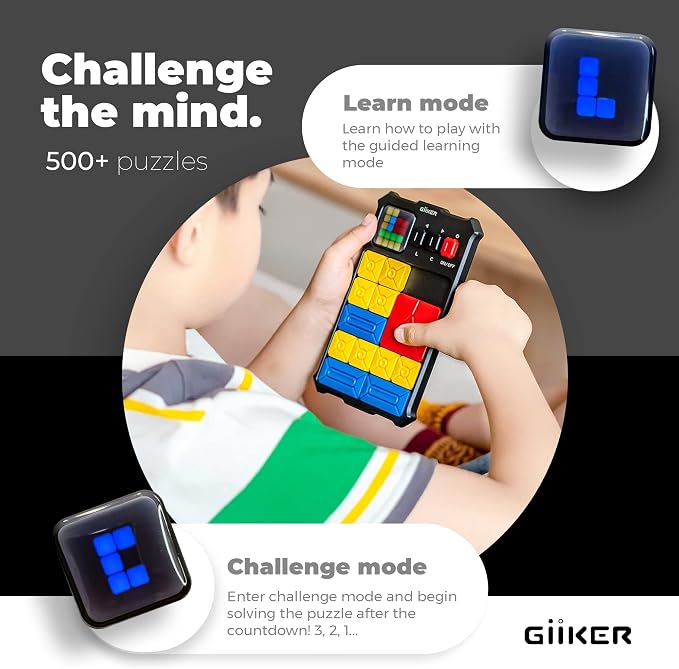 GiiKER Super Slide Puzzle Game, 500+ Challenges, STEM Toy for Ages 6+ | Handheld brain teaser for kids and teens, road trip activity, birthday gift