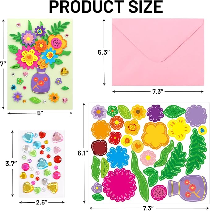 Treasure Cove Card Making Kits for Kids Handmade DIY Greeting Card 12Pcs | Thank You Cards Art Crafts, Envelopes Stickers, Girls, Boys, Birthday, Thanksgiving Party Supplies