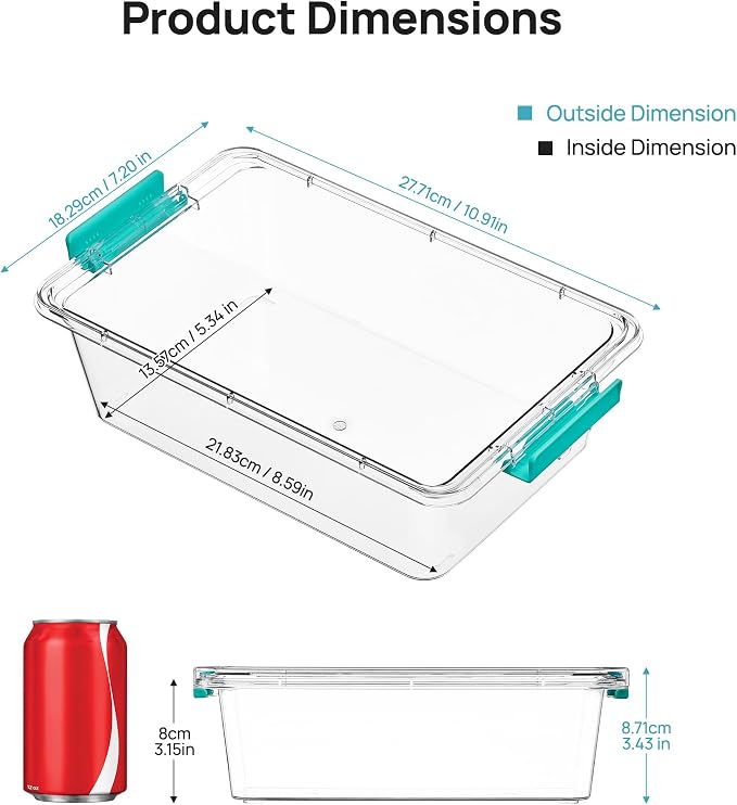 Vtopmart 8 Pack 3 Qt Clear Storage Bins with Lids for Building Blocks，Craft | Stackable Plastic Organizer Box for Home, Classroom, Office, Craft Room, Small Containers for Art Supplies, Stationery