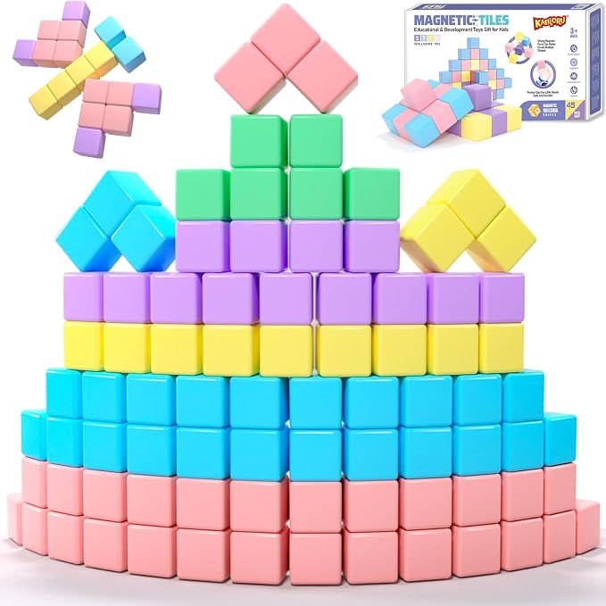 KAEILORU 45pcs Magnetic Blocks for Kids Ages 3-5 Magnetic Building Blocks