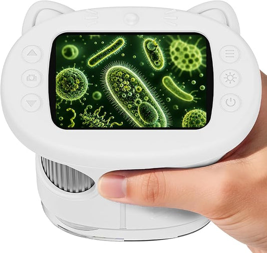 1000X Handheld Digital Microscope for Kids (White) | 4K HD 2.4" Screen, 200–1000X Magnification, Portable Kids Microscope, Educational STEM Toy, Gifts for Boys and Girls Age 5–12