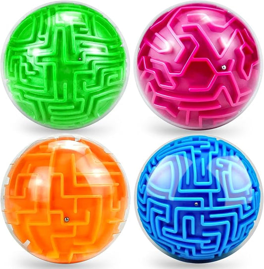 4 Pack 3D Puzzle Maze Ball, Magic Brain Teaser Puzzles Game for Kids 8+ | Memory Sequential Cube Balls Educational Toys Family Play- Easy & Medium & Hard Challenges for Kids Teens & Adults