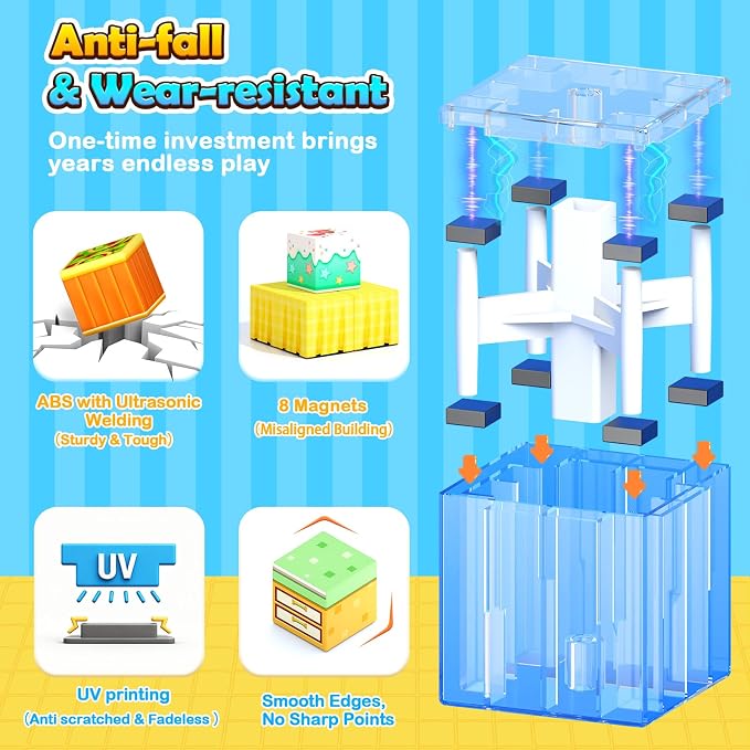 Magnetic Blocks - Essential Portable Mini Travel Toys for Kids Ages 3+ | 2-in-1 Creative Building Cubes, Airplane Classroom Sensory Educational Toy with Storage Box, Birthday Gift for Boys Girls