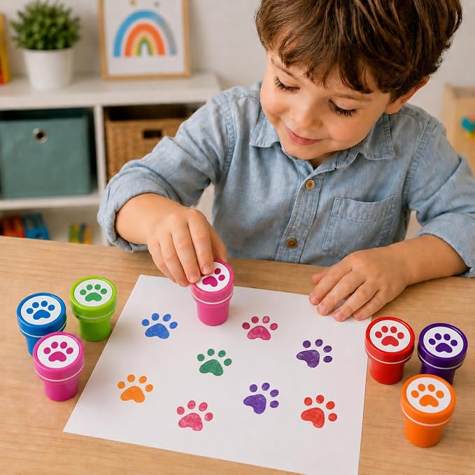 Cinrobiye 24 Pcs Pet Paw Stampers Party Favor Set, Cute Animal Paw Print Stamps for Kids Birthday Party, Classroom Rewards, Carnival Prizes, Goody Bag Fillers, Pet Lover Party Supplies