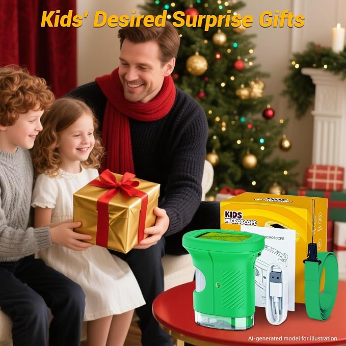 WINWEND Handheld Kids Microscope 1000X Pocket Microscope for Photo and Video Portable Science Kits STEM Toys – Christmas/Birthday Gifts for Girls & Boys Ages 3-12