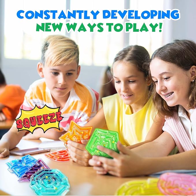 Sensory Toys Fidget Autism Toy for Kids: 8 Pack Gel-Filled Maze Squeeze Sensory Toys for Children - Calming Fidget Toys for Classroom