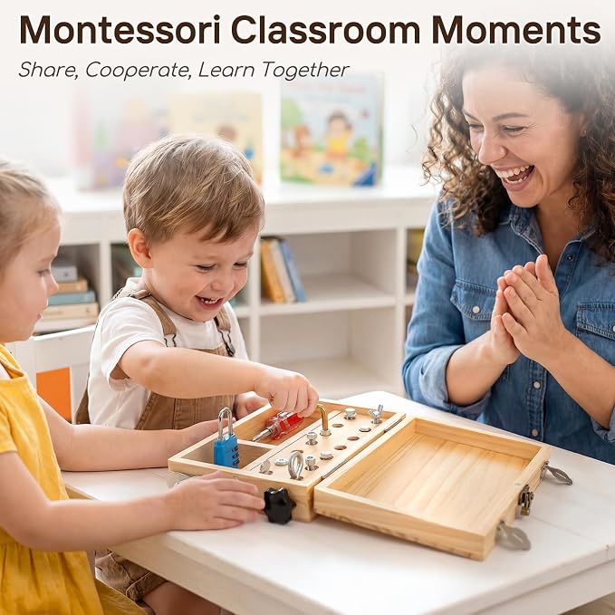 Lehoo Castle Montessori Screwdriver Board Set, Wooden Tool Set for 3 4 5 | Lock and Key Montessori Toys for Toddlers 3-5, STEM Busy Board Toys, Preschool Learning Fine Motor Skills Toys Sensory Gift