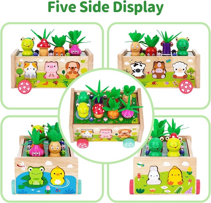KMTJT Montessori Wooden Toddler Toys for 1 2 3 Years Old Boys Girls Gifts | Shape Sorting Toys First Birthday Gifts for 1-2 Years, Wood Animal Farm Car Preschool Educational Fine Motor Skills Toy