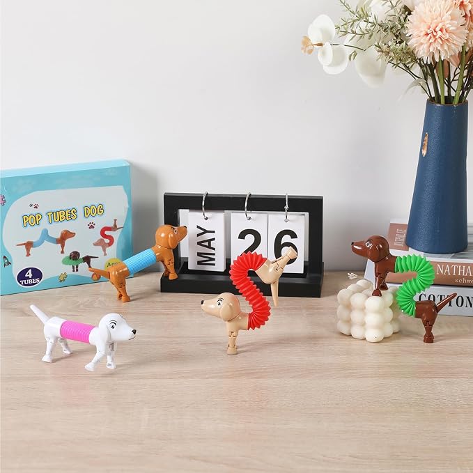 Dog pop Tubes fidgets,Dog Party Favors, Stocking Stuffers for Kids | dog toys for kids, toddler stocking stuffers,toys for autistic kids 5-7,easter egg fillers,easter egg stuffers