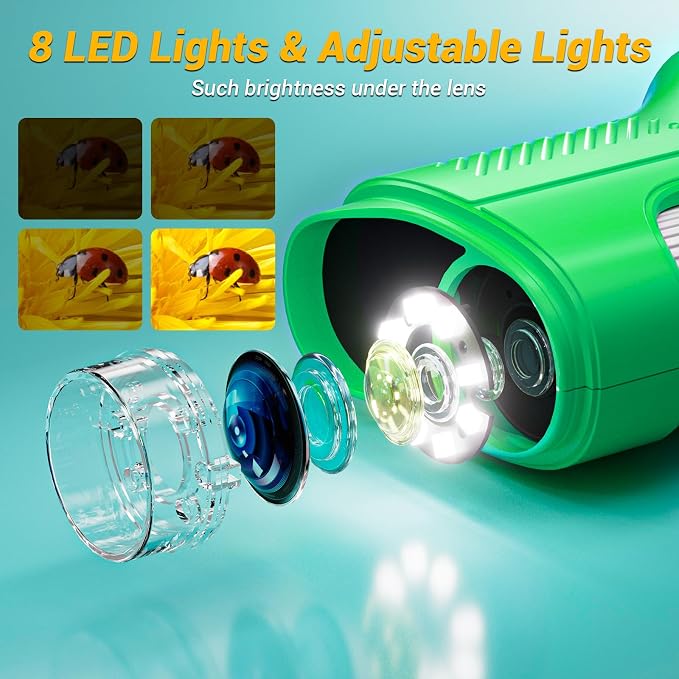 WINWEND Handheld Kids Microscope 1000X Pocket Microscope for Photo and Video Portable Science Kits STEM Toys – Christmas/Birthday Gifts for Girls & Boys Ages 3-12
