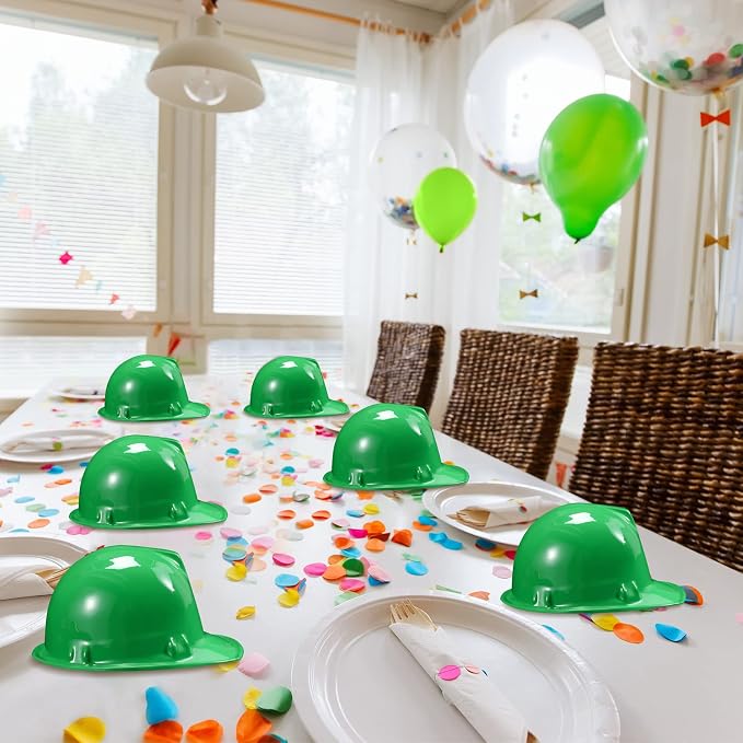 Sumind 48 Packs Construction Party Hats Kids Plastic Worker Helmet Bulk Toy for 3-8 Years Children Dress up Party Supplies(Green)
