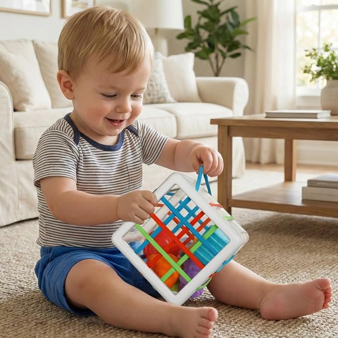 Montessori Sensory Cube Toy for Toddlers | 6 Shape Blocks for Learning, Developmental Birthday Gifts for 1-3 Years Old Baby