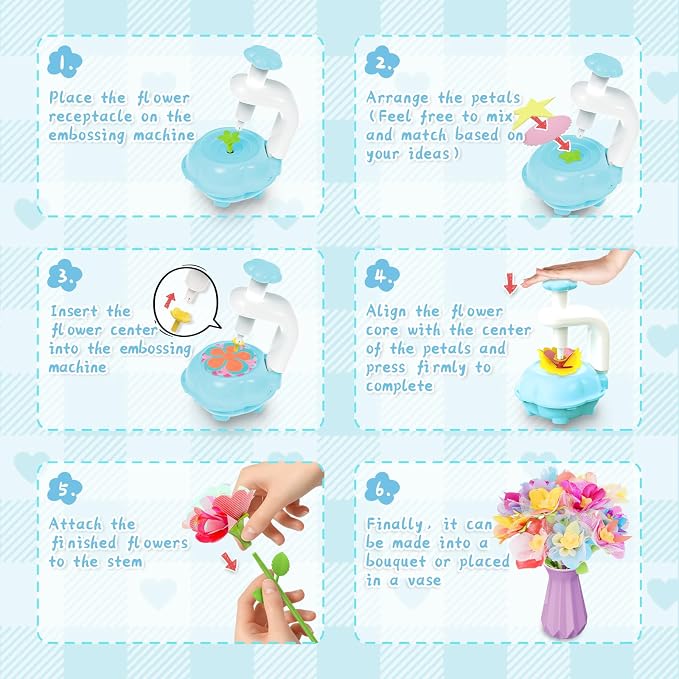 Kufanda Arts and Crafts for Kids 4-6, Toddler & Creative Fabric Flower Bouquets Toys for 4-8 Year Old Kids, for Granddaughters & Craft Lovers, Educational Fun DIY Activity Set