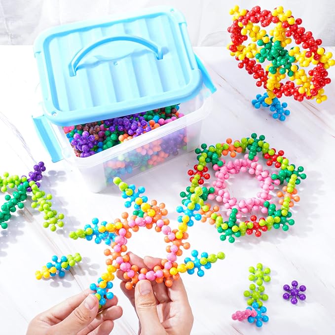 Building Blocks Educational Toy - 300PCS Snowflake Stem Construction Set for Kids 3+, Safe Non-Toxic Storage Case, Learning Gifts for Boys Girls, Multi-Color | Interlocking Snowflake Discs in BPA-Free Plastic with Storage Case – Boosts Fine Motor Skill...