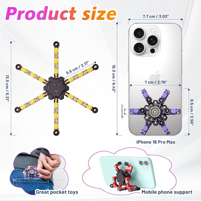 Transformable Fidget Spinners Toys 4 Pcs for Kids and Adults Stress Relief Sensory Toys for Boys and Girls Age 8-13 Fingertip Gyros Party Favors Birthday Gifts for Teens Road Trip Travel Toy