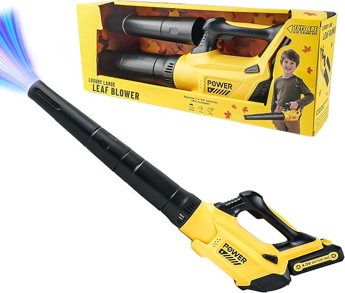Toy Choi's Kids Leaf Blower that Really Works Kids Gardening Tools Set | Toy Leaf Blower with Real Airflow Function, Detachable Tube, Ideal Outdoor Toy Tool Set for Boys & Girls 3 4 5 6 7 8 (Yellow)