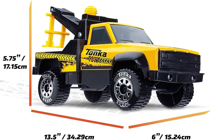 Tonka Steel Classics, Tow Truck - Made with Steel & Sturdy Plastic, Yellow Toy Construction Truck, Boys and Girls, Kids, Toddlers, Ages 3+