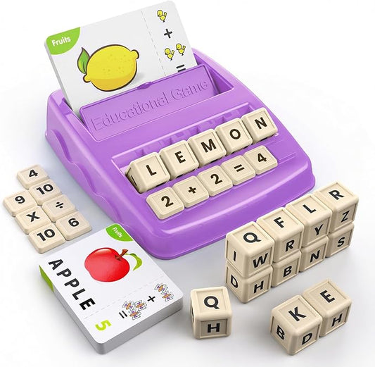 Educational Games for Kids Ages 3-8, Matching Letter Game for Kids Toys for 3-8 Year Olds Boys Girls Birthday Gifts for 3-8 Year Olds Girls Boys Preschool Kindergarten Educational Spelling Toys Purple